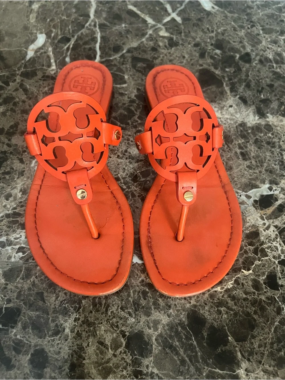Tory Burch Orange Tiger Lilly Miller Flip Flop Sandals 6.5